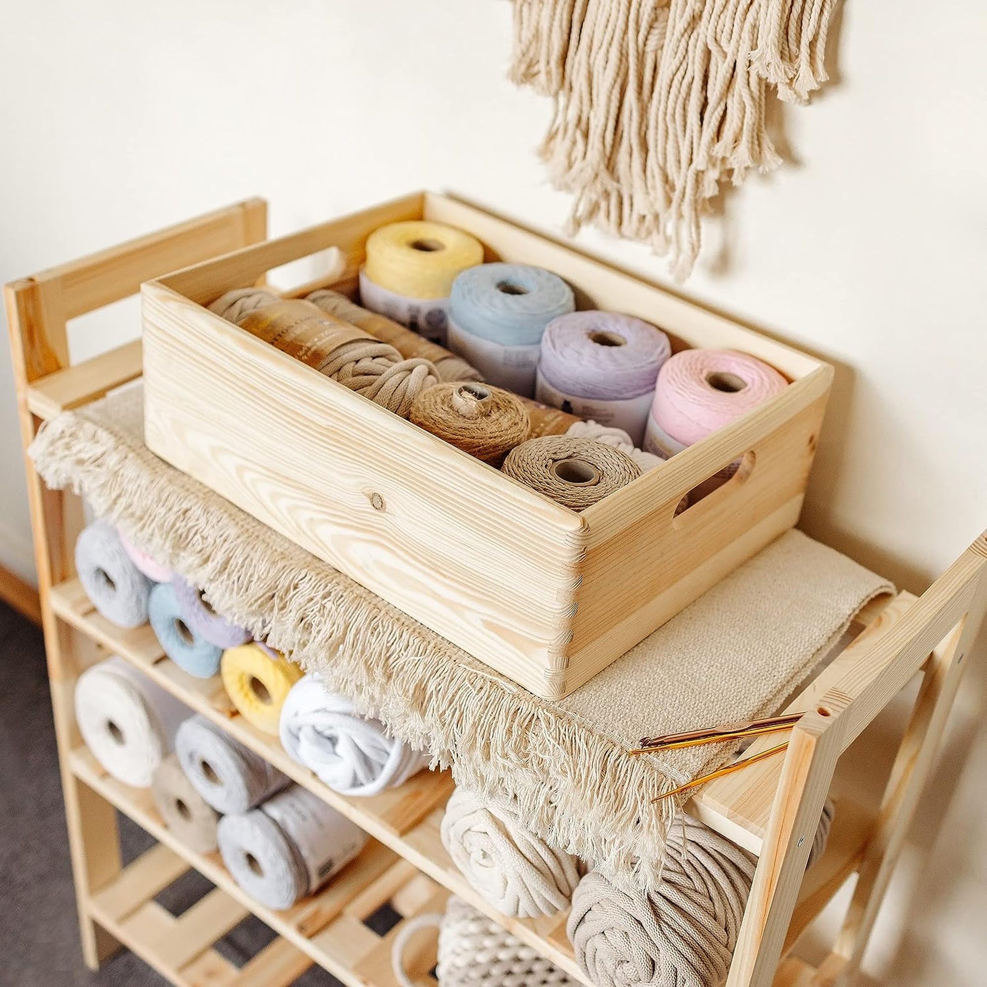 Amazon.com: Aranaz Stackable storage box solid pine 60x40x15cm